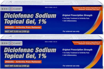 GeriCare Topical Arthritis Pain Relief Gel Diclofenac Sodium 1% (NSAID) Hand Wrist Elbow Foot Ankle Knee Extra-Strength Pain Reliever- Anti-inflammatory Arthritis Pain Treatment, 3.53oz (2 Pack) GeriCare uk supplements