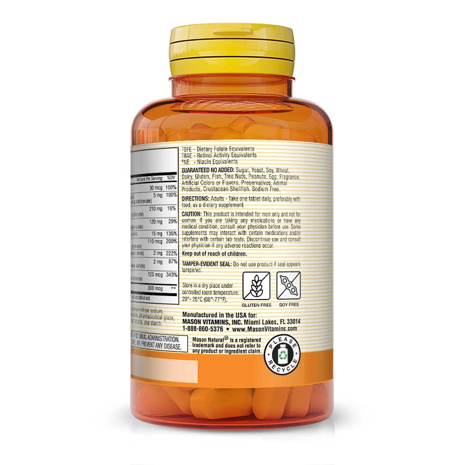 MASON NATURAL, Mens Daily Formula Equivalent to One a Day Mens Brand Tablets - 100 ea MASON NATURAL uk supplements