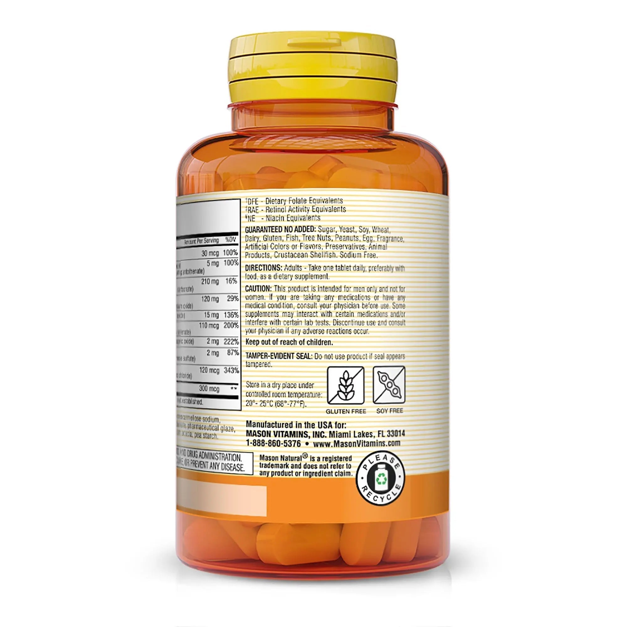 MASON NATURAL, Mens Daily Formula Equivalent to One a Day Mens Brand Tablets - 100 ea MASON NATURAL uk supplements