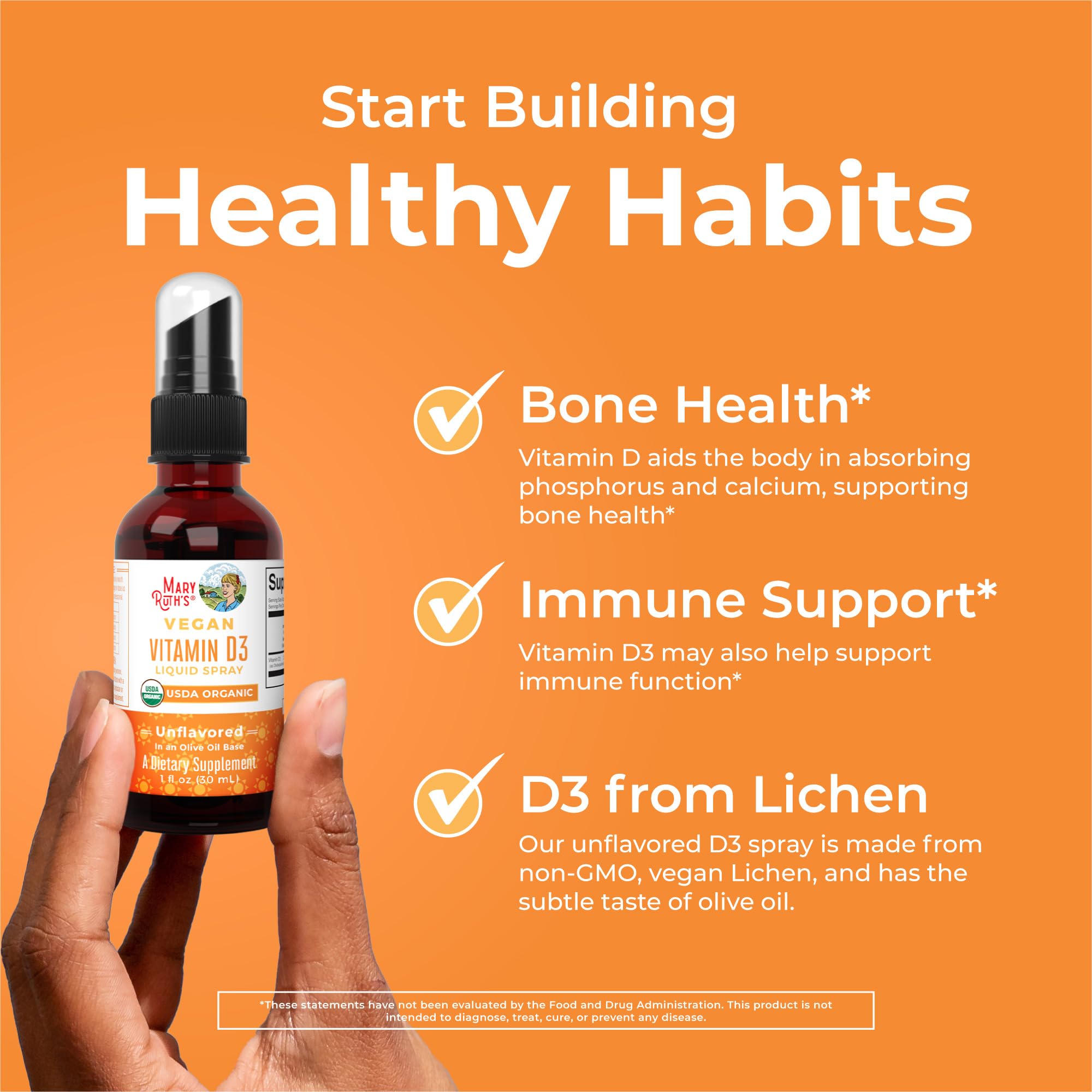 MaryRuth Organics Vitamin D USDA Organic | VIT D3 Liquid | Sugar Free | Liquid VIT D Spray Immune Support for Adults & Kids | Bone Health| Vegan | Gluten Free | Non-GMO | 30 Servings MARYRUTH'S uk supplements