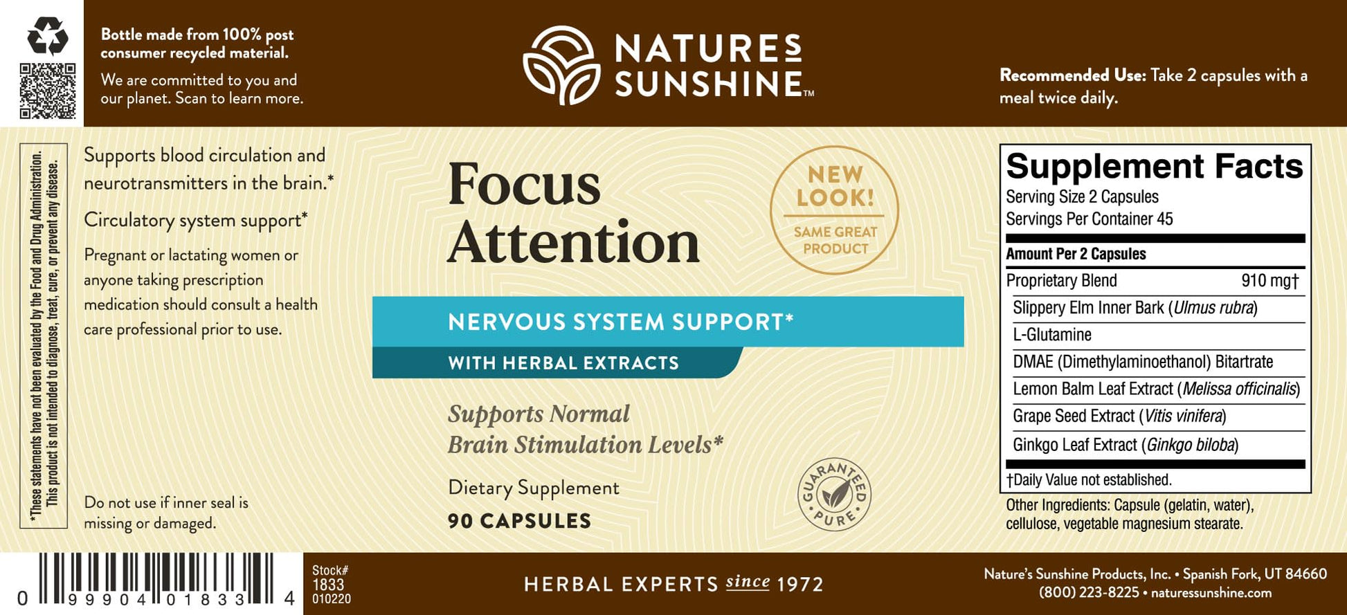 Nature's Sunshine Focus Attention, 90 Capsules, Provides Nutrients That Help Maintain Normal Brain-Stimulation Levels While Supporting Blood Circulation and Neurotransmitter Levels in The Brain Nature's Sunshine uk supplements