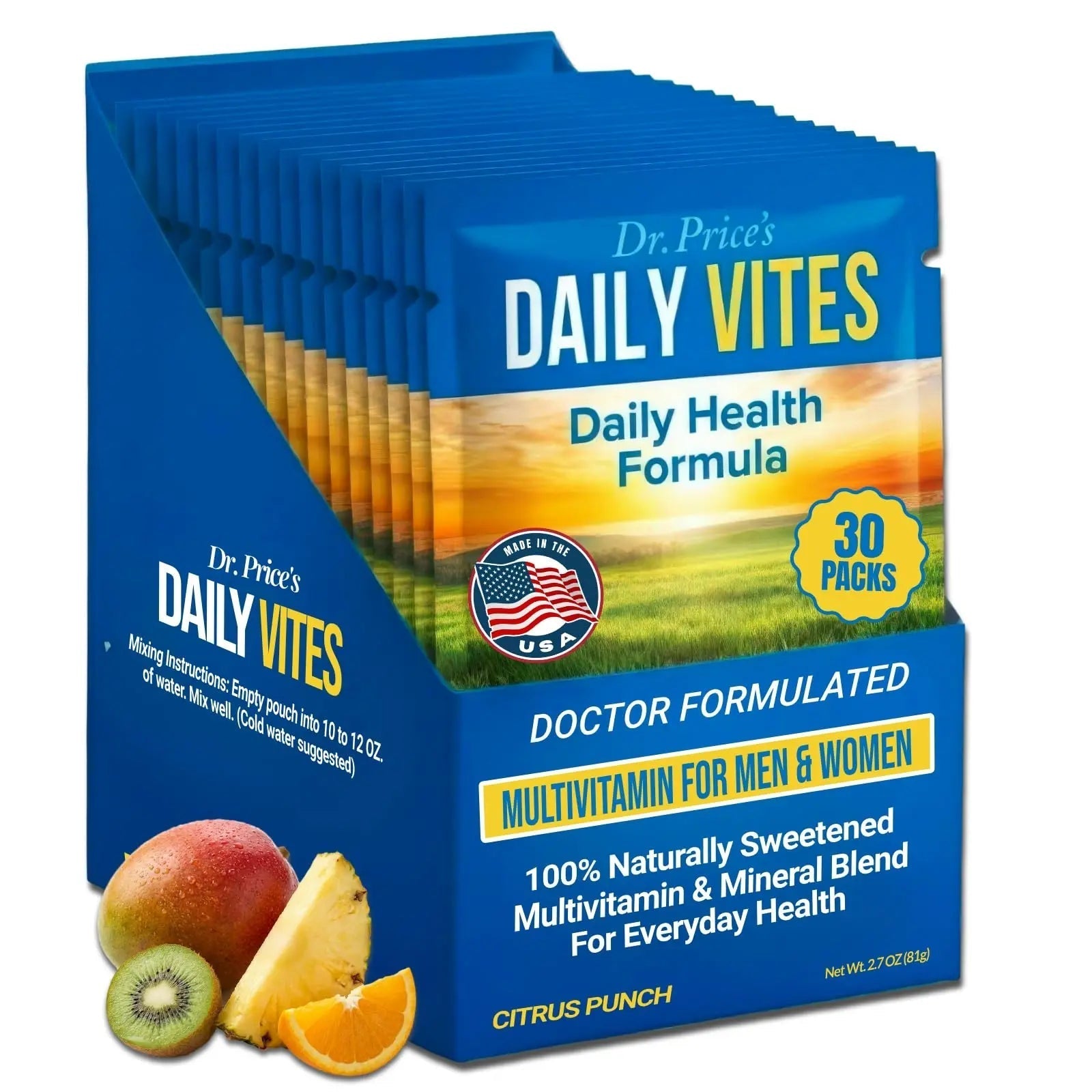 Dr. Price's Multivitamin for Women and Men | Tropical 30 Servings | Daily Supplement Powder with Vitamin C, B Complex & Minerals | Dr. Price's Vitamins uk supplements