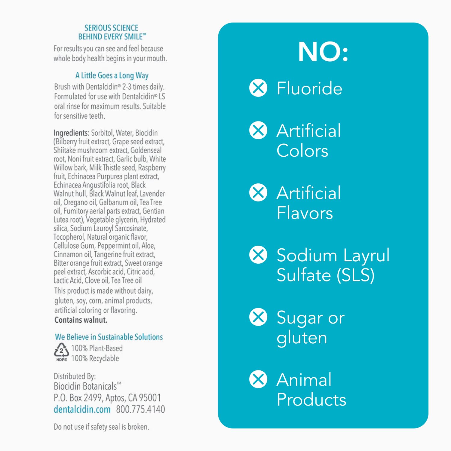 Biocidin Dentalcidin Fluoride Free Teeth Whitening Toothpaste for Adults - Plant-Based Toothpaste - Promote a Healthy Oral Microbiome, Remove Biofilm Plaque (3 Oz) Bio-Botanical Research uk supplements