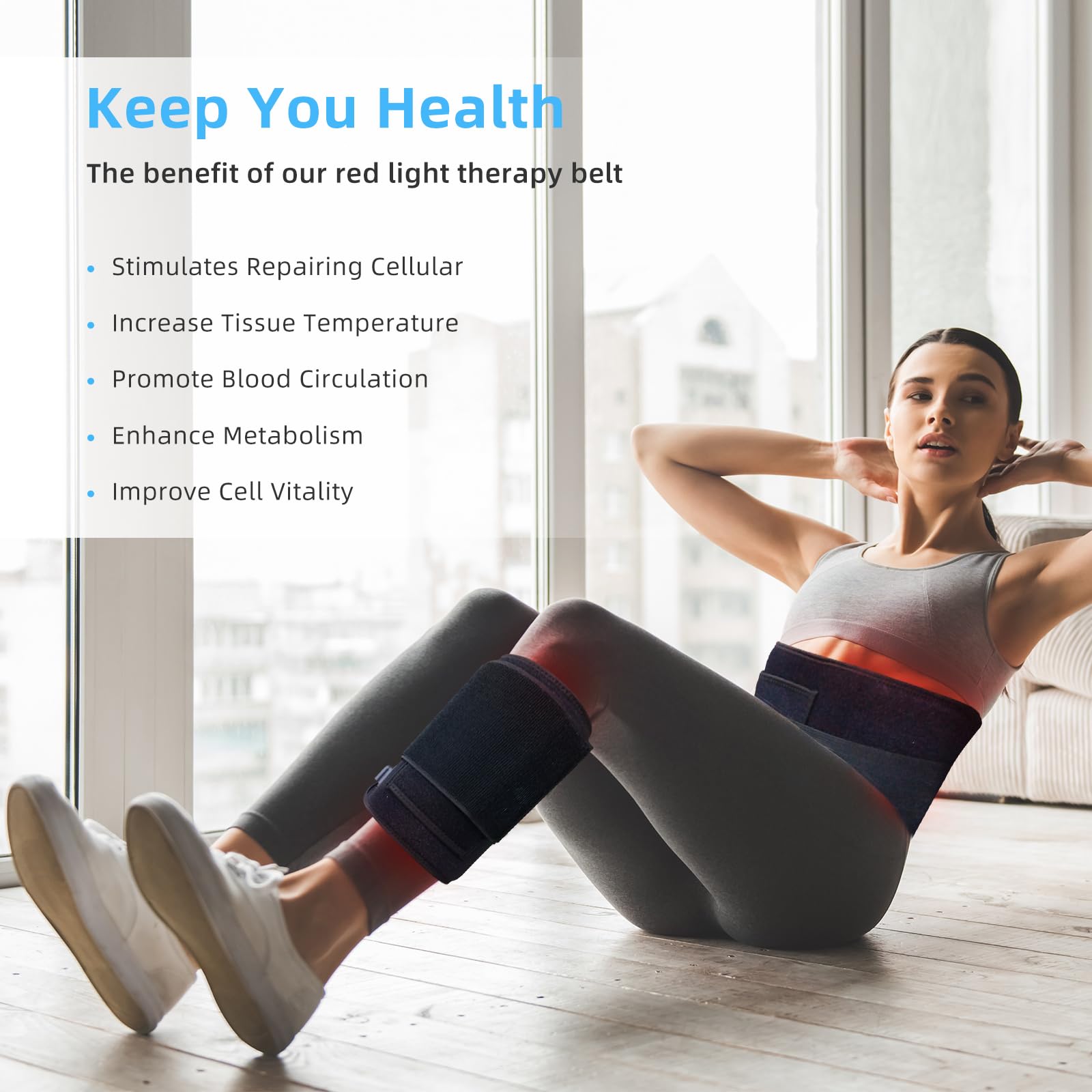 Red Light Therapy Infrared Light Therapy Heating Wrap Belt for Body Back Knee Shoulder Waist Muscle Pain AKYSUN uk supplements