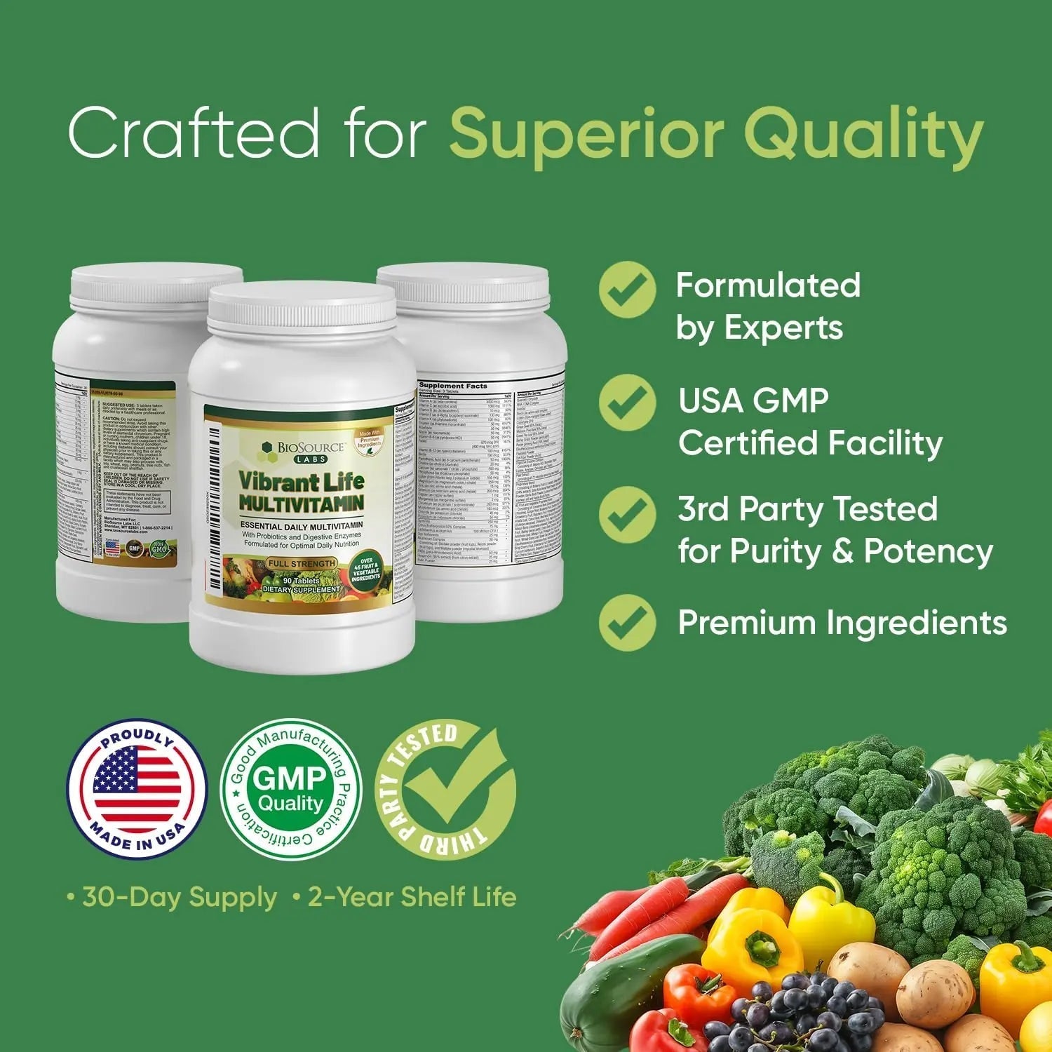 BioSource Labs Vibrant Life Multivitamin with Probiotics, Digestive Enzymes & B-Complex – Over 45 Fruits and Veggies BioSource Labs uk supplements
