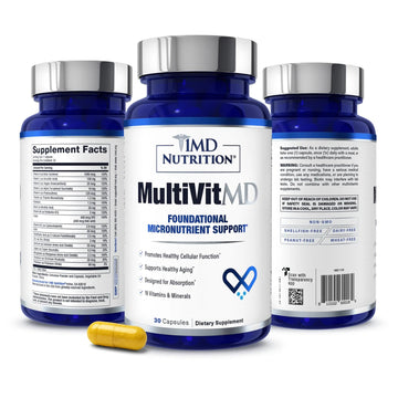 1MD Nutrition MultiVitMD Daily Multivitamin – 19 Essential Vitamins & Minerals for Adults Over 55 | Supports Healthy Aging, Heart, Brain, Bone, & Immune Health | 1MD Nutrition uk supplements
