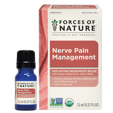 Forces of Nature Nerve Pain Management, Organic Topical Relief for Neuropathy & Nerve Discomfort, Homeopathic Medicine Supports Relief from Shooting Pains for Back, Hands, Legs and Feet, .37 fl oz Forces of Nature uk supplements