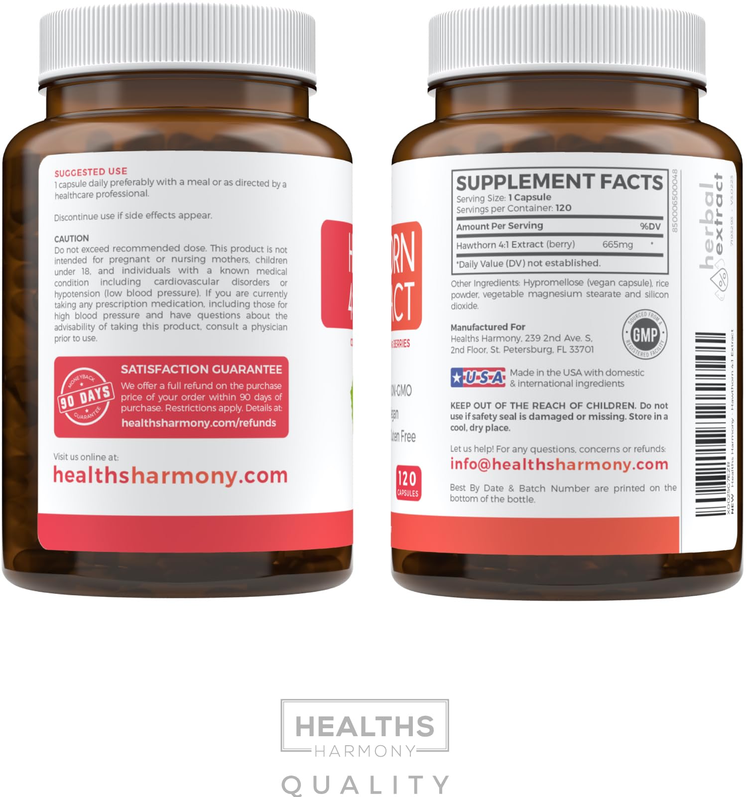 Hawthorn Berry Capsules - 4 Month Supply Digestion & Heart Health Supplement Healths Harmony uk supplements