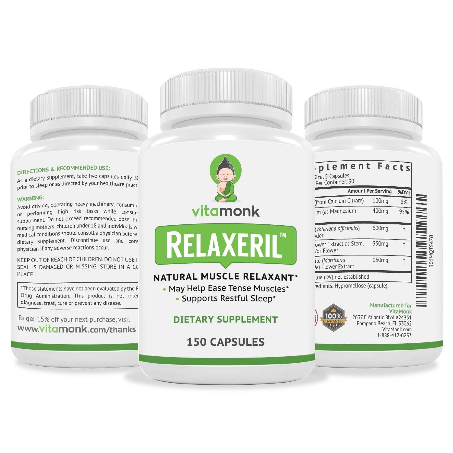 VitaMonk Relaxeril™ All-Natural Muscle Relaxer - Muscle Relaxer Supplement - Complete Muscle Relaxing Formula VitaMonk uk supplements
