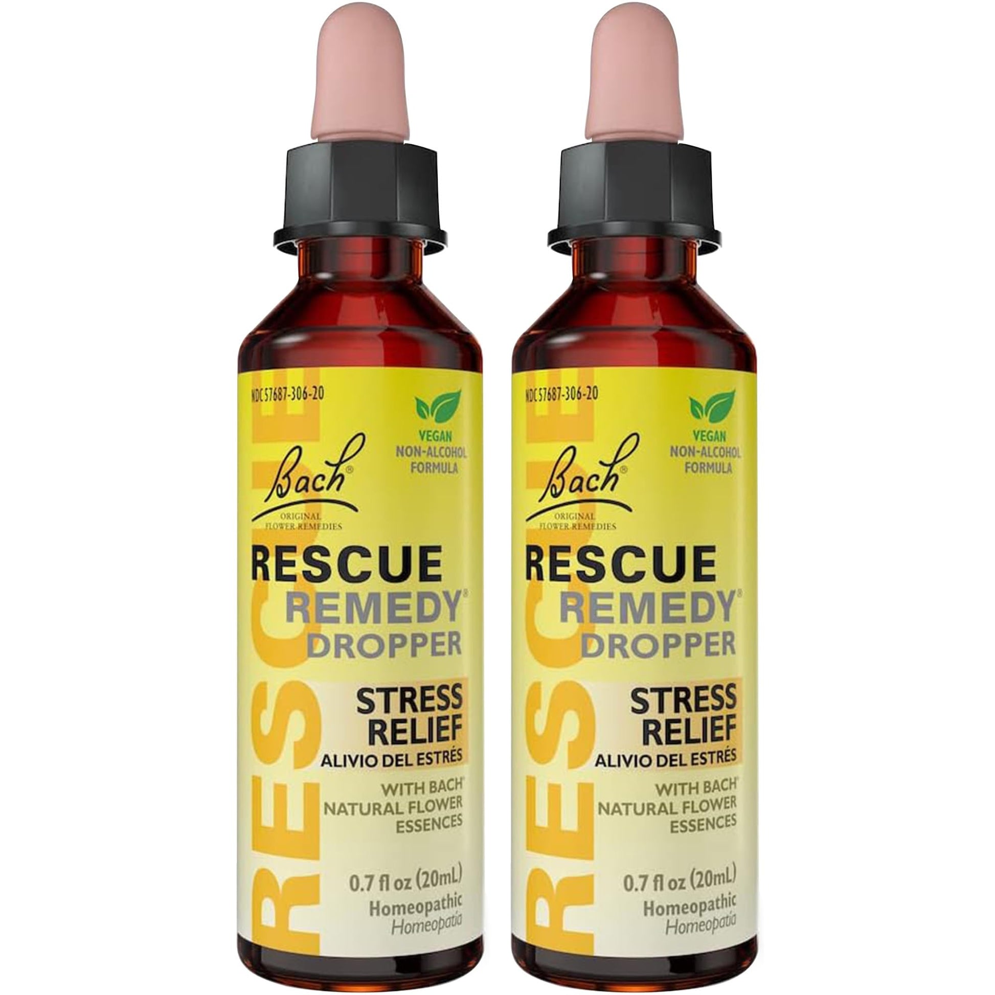 Bach RESCUE Remedy Dropper 20mL Bundle, Non-Alcohol Formula, Natural Stress Relief, Homeopathic RESCUE uk supplements