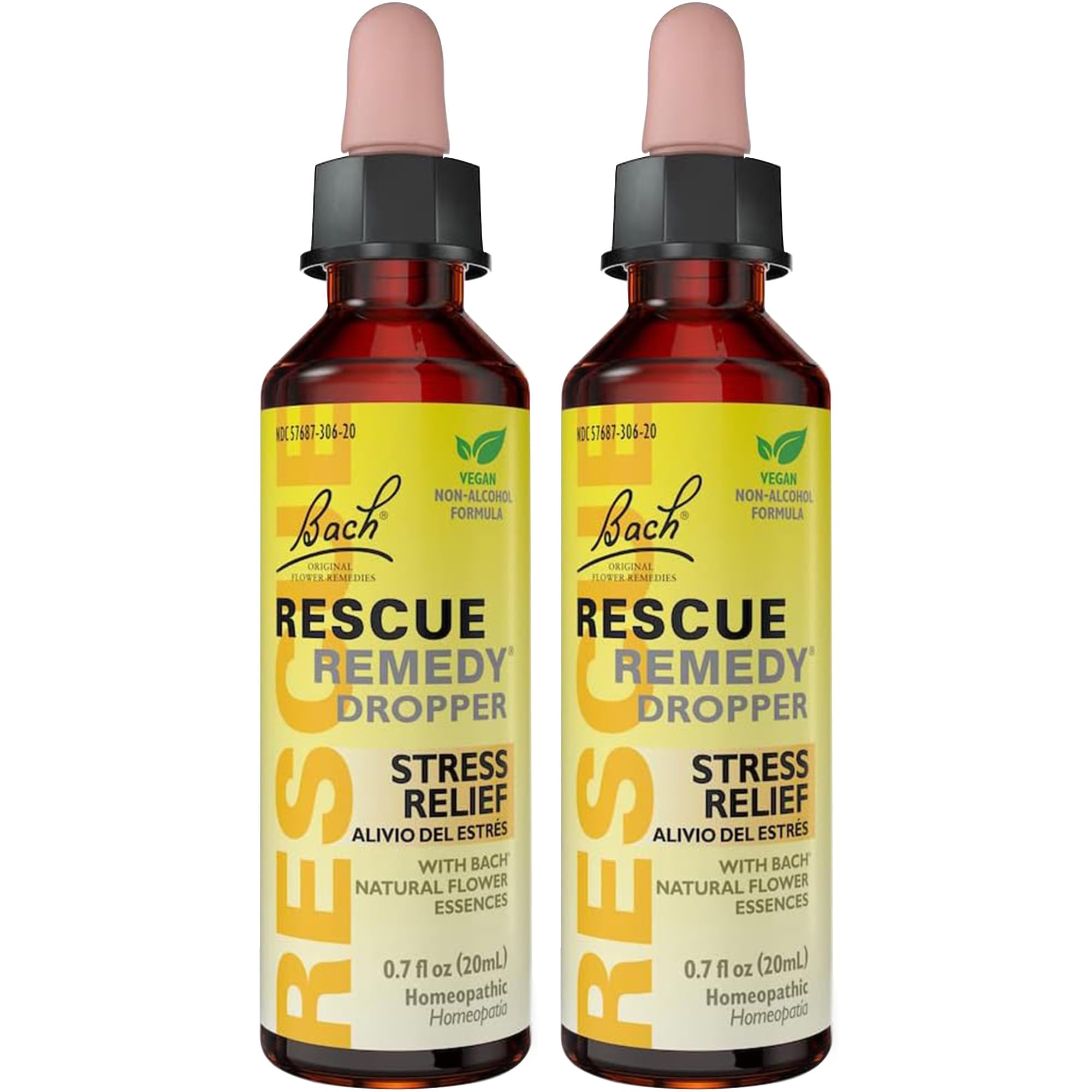 Bach RESCUE Remedy Dropper 20mL Bundle, Non-Alcohol Formula, Natural Stress Relief, Homeopathic RESCUE uk supplements