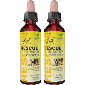 Bach RESCUE Remedy Dropper 20mL Bundle, Non-Alcohol Formula, Natural Stress Relief, Homeopathic RESCUE uk supplements