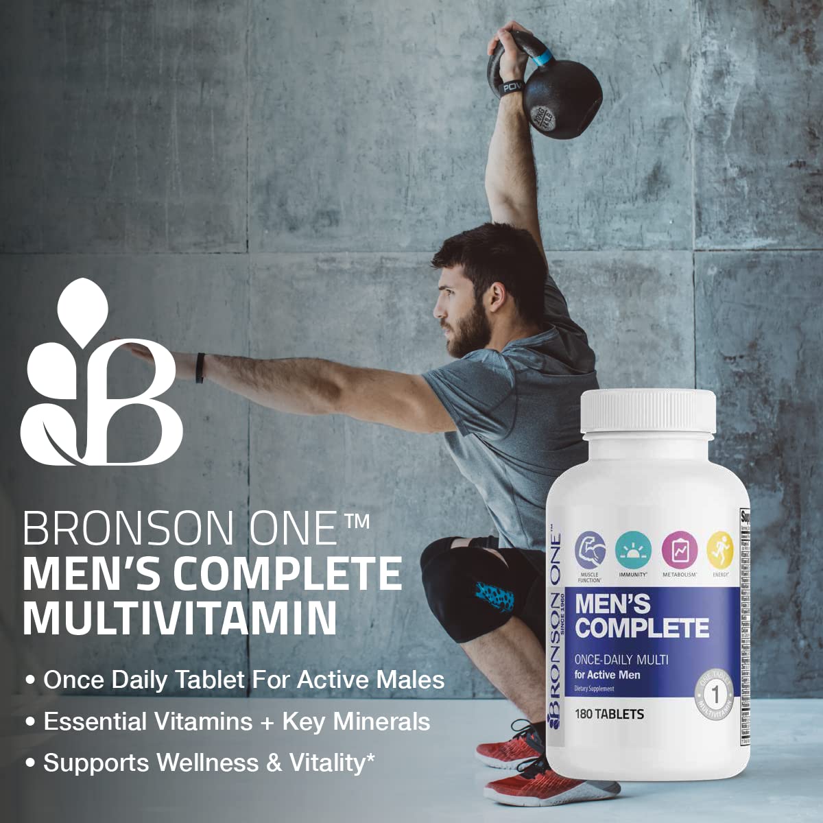 Bronson ONE Daily Men’s Complete Multivitamin Multimineral Once-Daily Multi for Active Men, 180 Tablets Bronson uk supplements