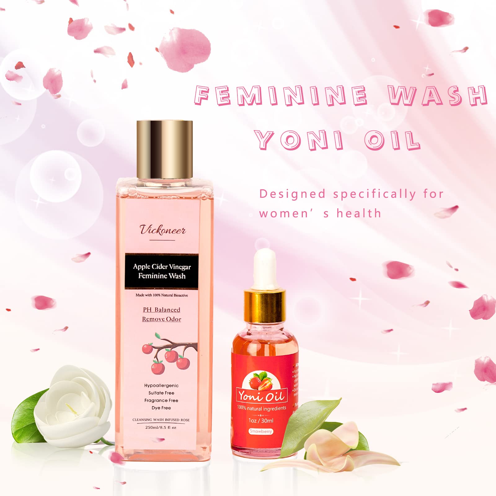 Vickoneer Yoni Wash for Women & Yoni Essential Oil, Intimate Feminine Wash Yoni Care Vickoneer uk supplements