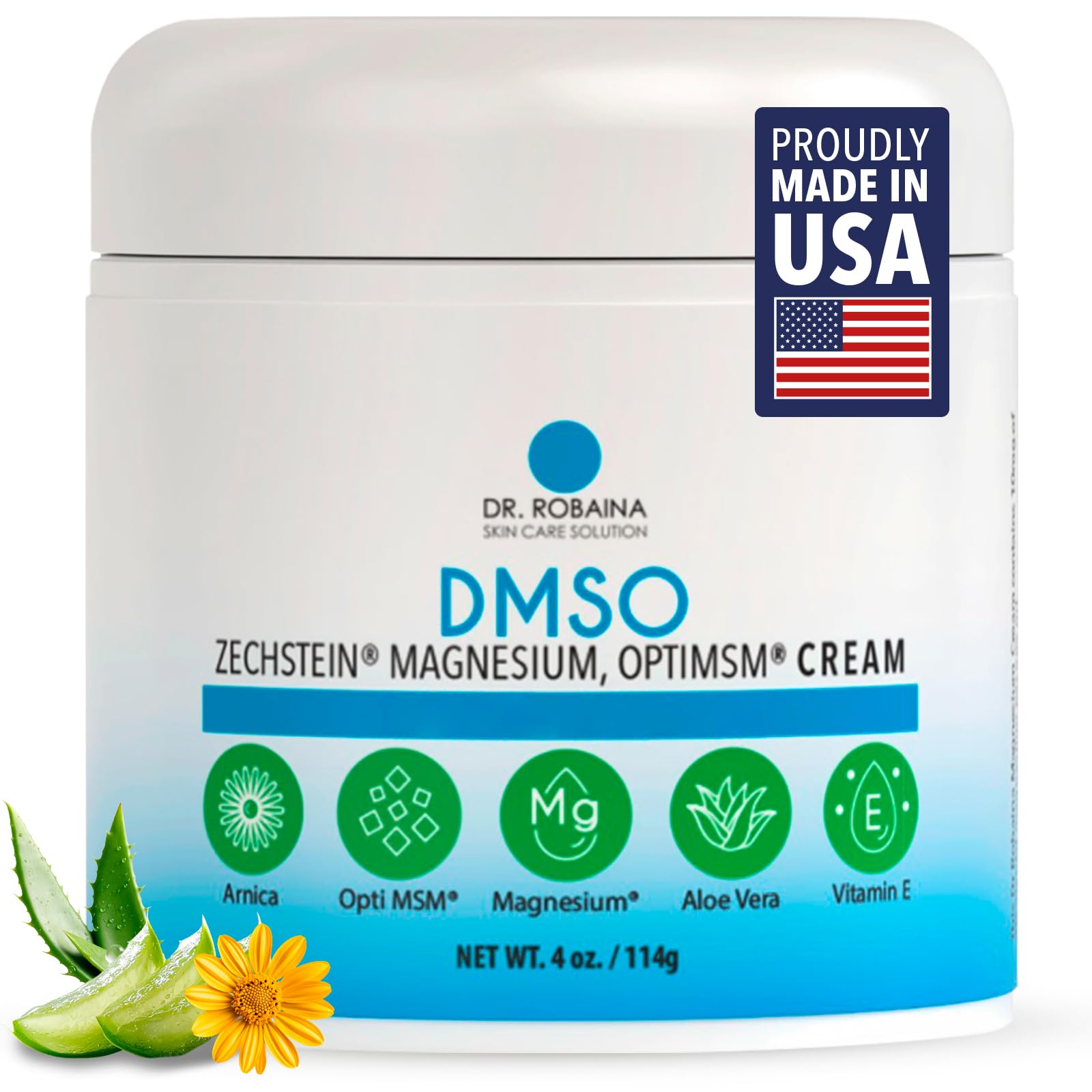 Dr. Robaina DMSO Cream - 99.9% Pure DMSO Pharmaceutical Grade | Formula with Zechstein Magnesium, Arnica, Aloe Vera, Vitamin E - 4 oz Dr. Robaina uk supplements