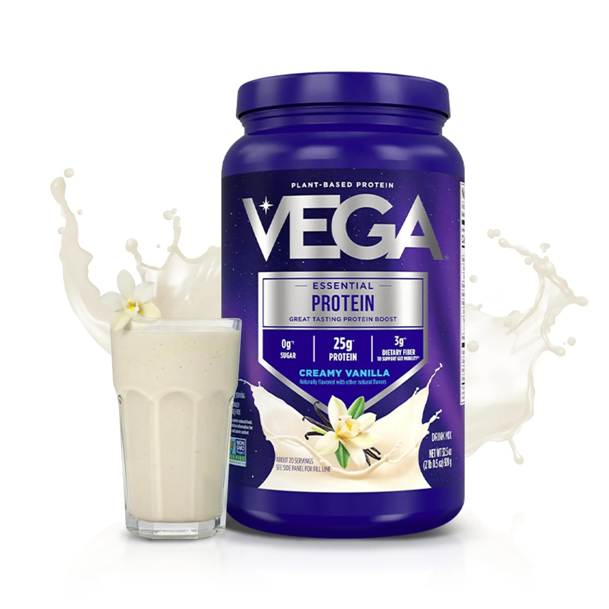 Vega Essential Protein – 25g Plant Based Protein Powder, Creamy Vanilla, Vegan for a Dairy-Free Vanilla Shake – Large Tub, 32.5oz (20 Servings) Vega uk supplements