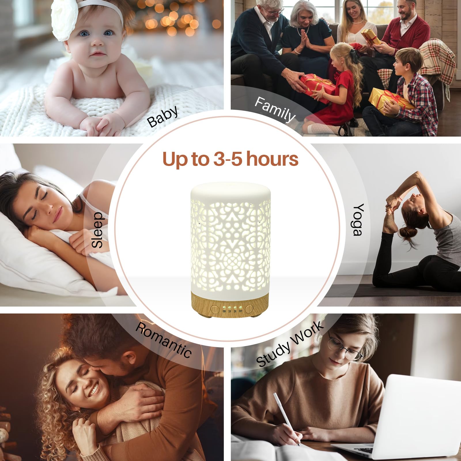 Essential Oil Diffusers, 100ml White Ceramic Diffuser with 7 LED Lights,Ultrasonic Aromatherapy homnas uk supplements