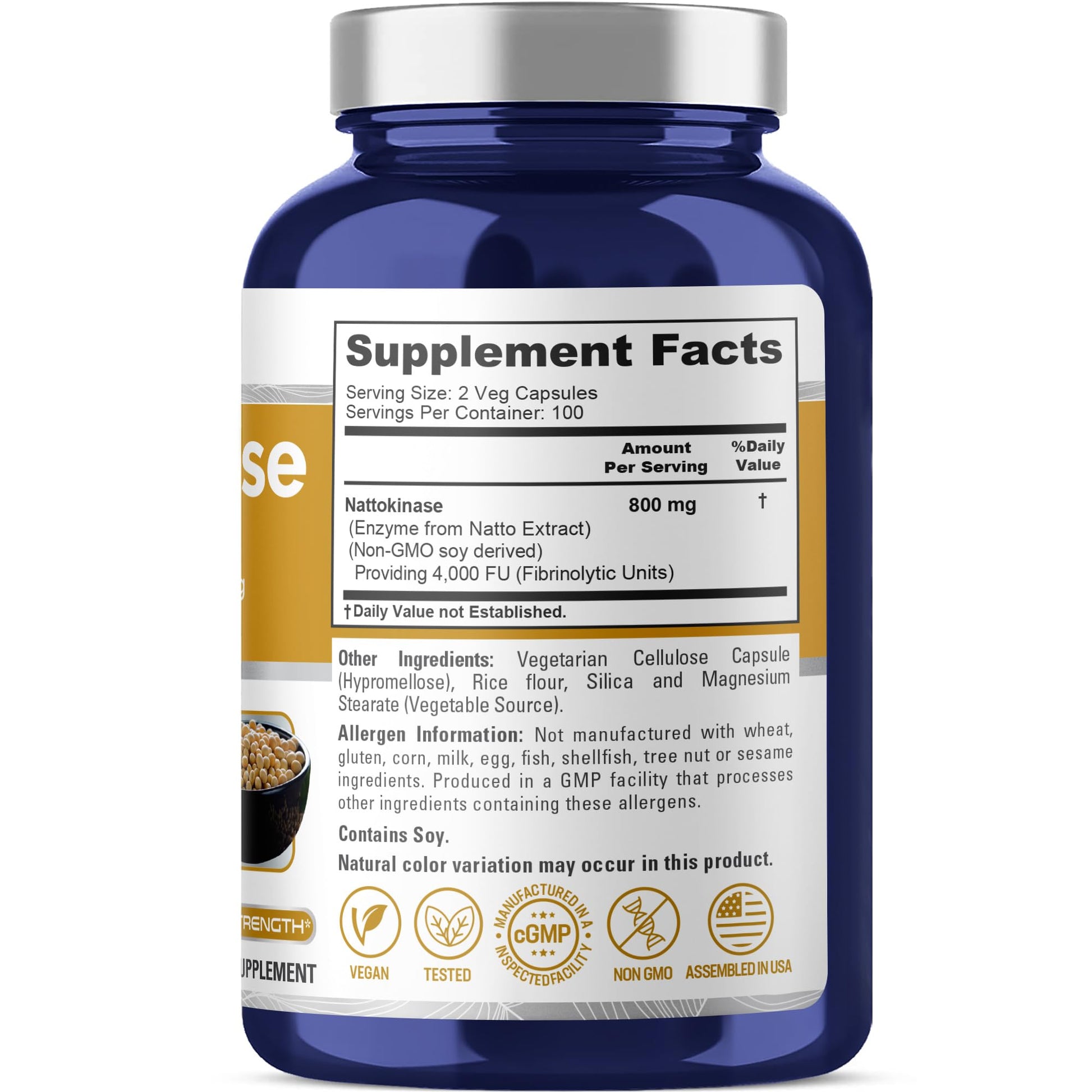 NusaPure Nattokinase 4000 FU 800mg, 200 Veggie Capsules (Vegan, Non-GMO) NusaPure uk supplements