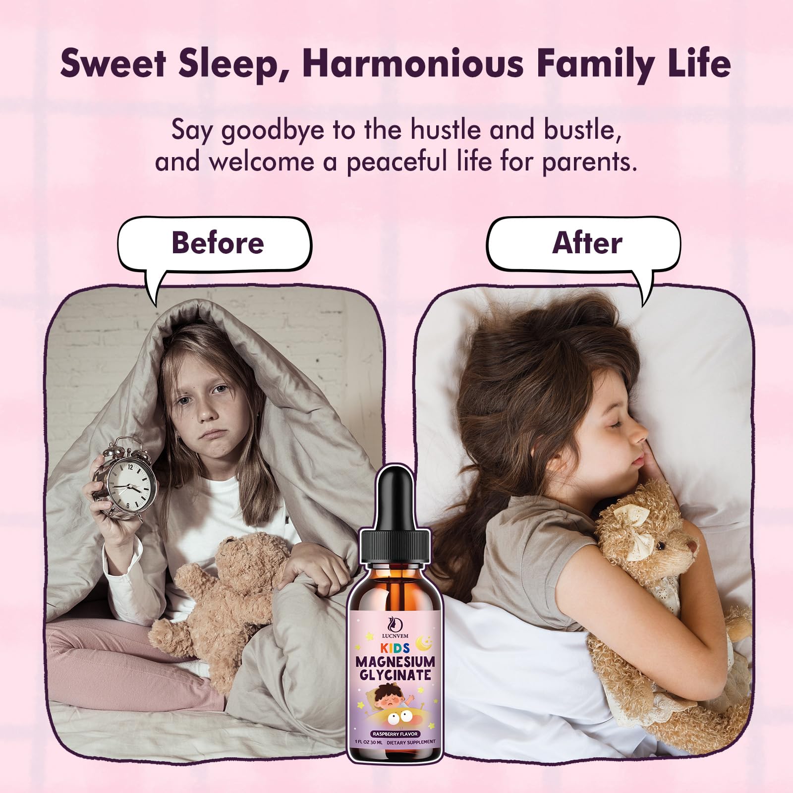 Kids Magnesium Glycinate Sleep Liquid Drops – Sleep & Calm Support with L-Theanine – Melatonin-Free, Sugar-Free Vegan Raspberry Supplement – 2 Bottles, 30ml Each LUCNVEM uk supplements