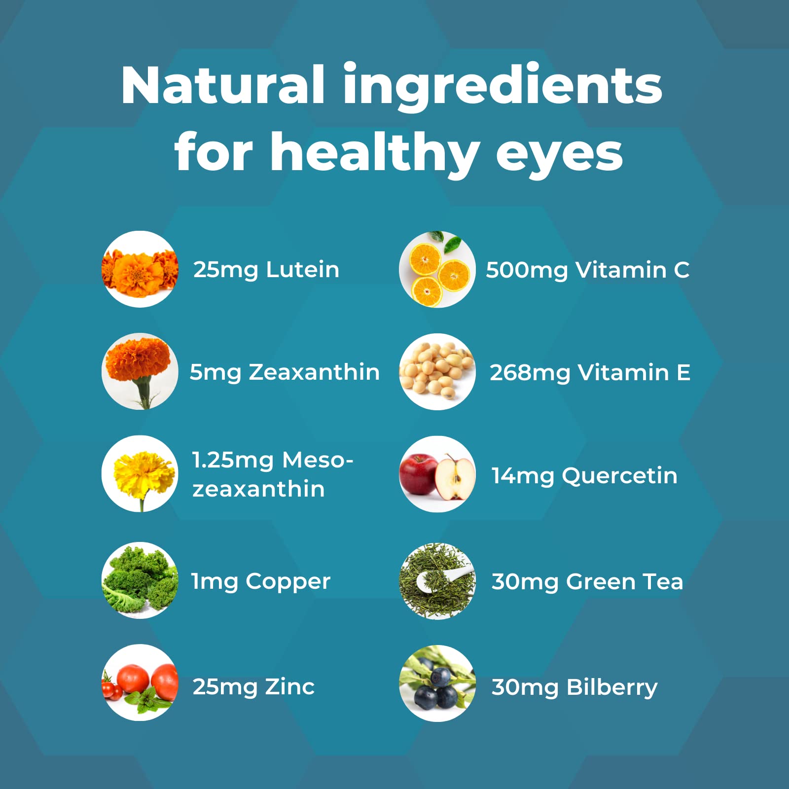 Natural Eye Health Vitamins with Bilberry Zeaxanthin Lutein - Macular Supp Eyecheck uk supplements