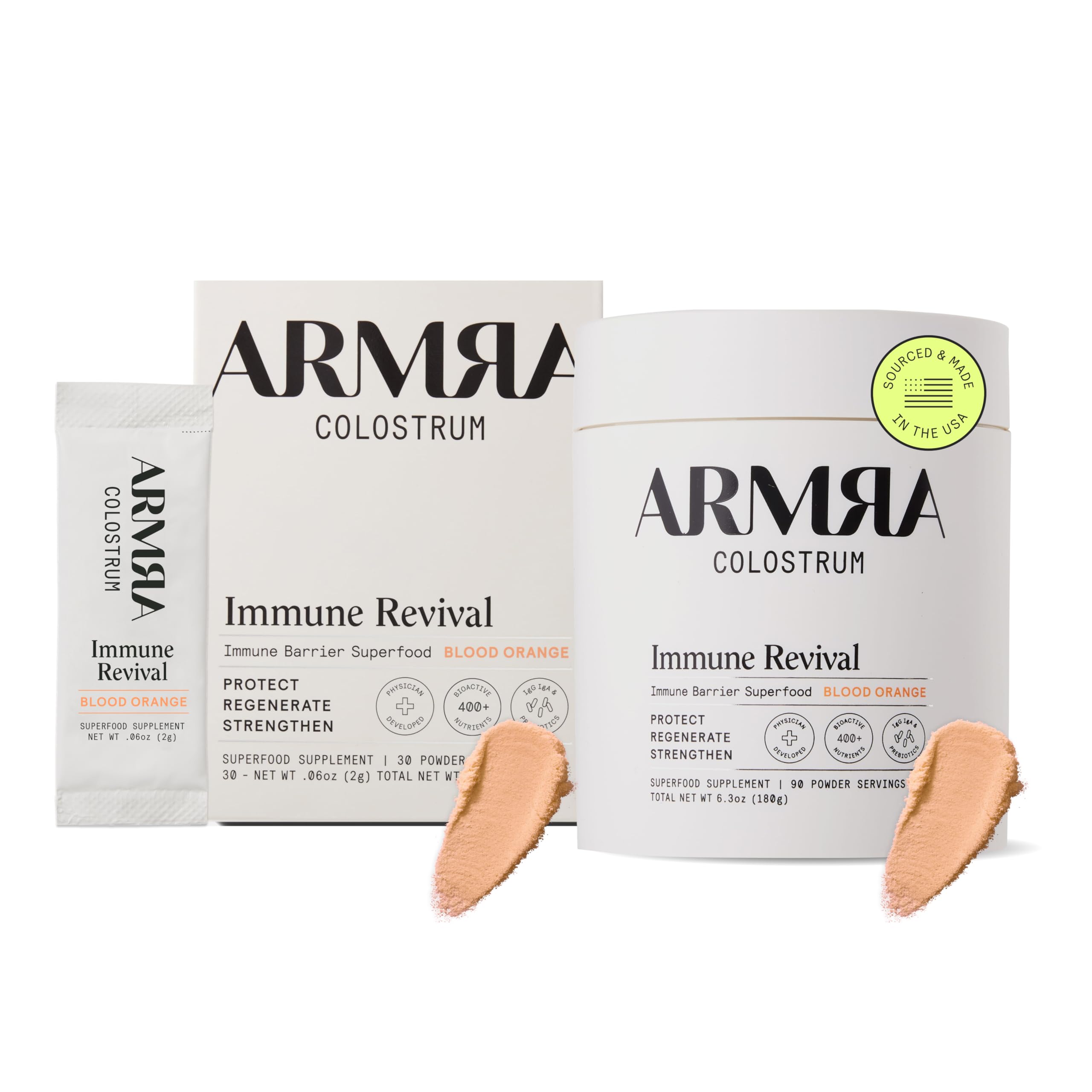 ARMRA Colostrum™ Premium Powder, Grass Fed, Gut Health Bloating Immunity Skin & Hair, Contains 400+ Bioactive Nutrients, Keto, Gluten & Fat Free (Blood Orange Bundle | 120 Servings) ARMRA uk supplements