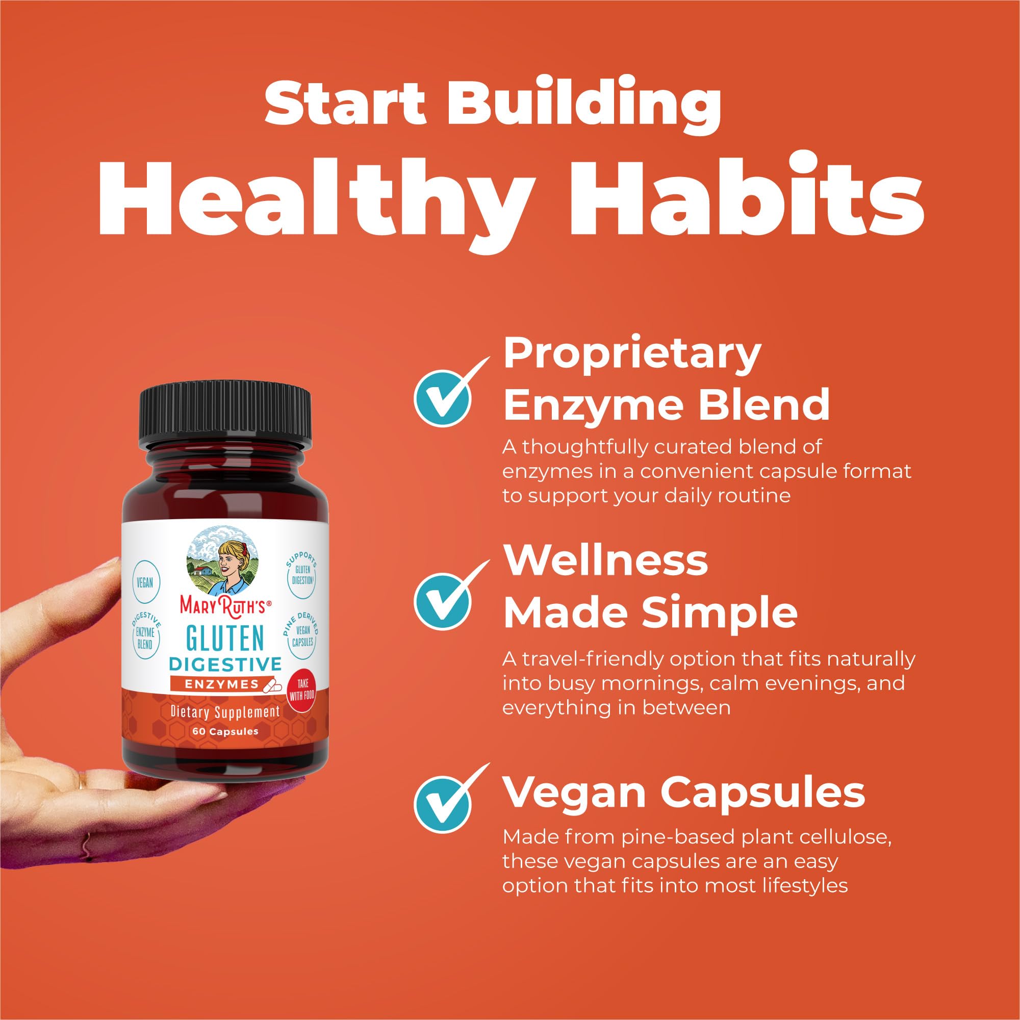 MaryRuth’s Gluten Digestive Enzymes | Up to 2 Month Supply | Proprietary Enzyme Blend | Vegan Pine-Based Capsules | Non-GMO | 60 Count MARYRUTH'S uk supplements