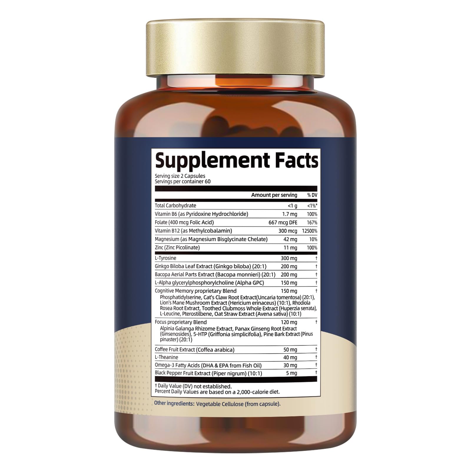 25 in 1 Brain Supplements for Memory and Focus & Neuro Health - Daily Brain Nootropic Cognitive Supplement with L-Tyrosine, Bacopa Monnieri, Ginkgo Biloba, Alpha GPC - Non-GMO, Gluten Free Totaria uk supplements