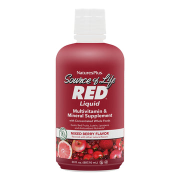 NaturesPlus Source of Life RED Multivitamin Liquid - 30 oz - Energy & Immune Support - with Exotic Red Fruits, Lycopene & Lutein - Vegetarian & Gluten Free - 30 Servings NaturesPlus uk supplements