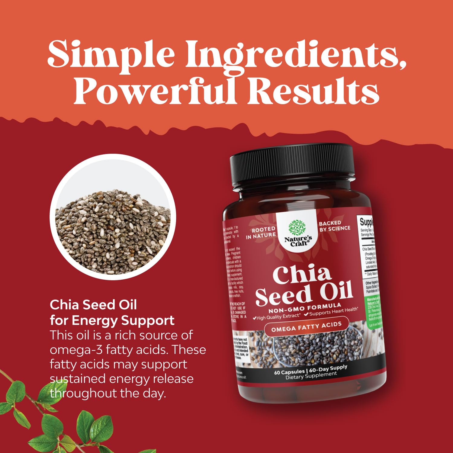 Chia Seed Oil Supplement for Weight Loss and Energy Natural Superfood Protein Metabolis Natures Craft uk supplements