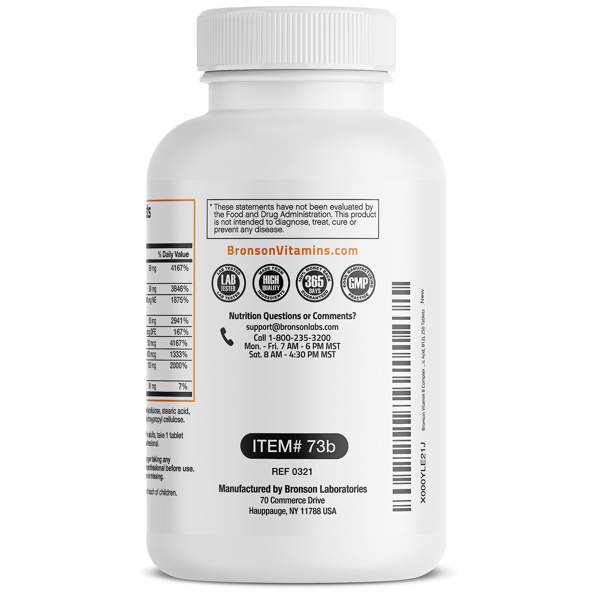 Bronson Super B Vitamin B Complex Sustained Slow Release Vitamin B1, B2, B3, B6, B9 Bronson uk supplements