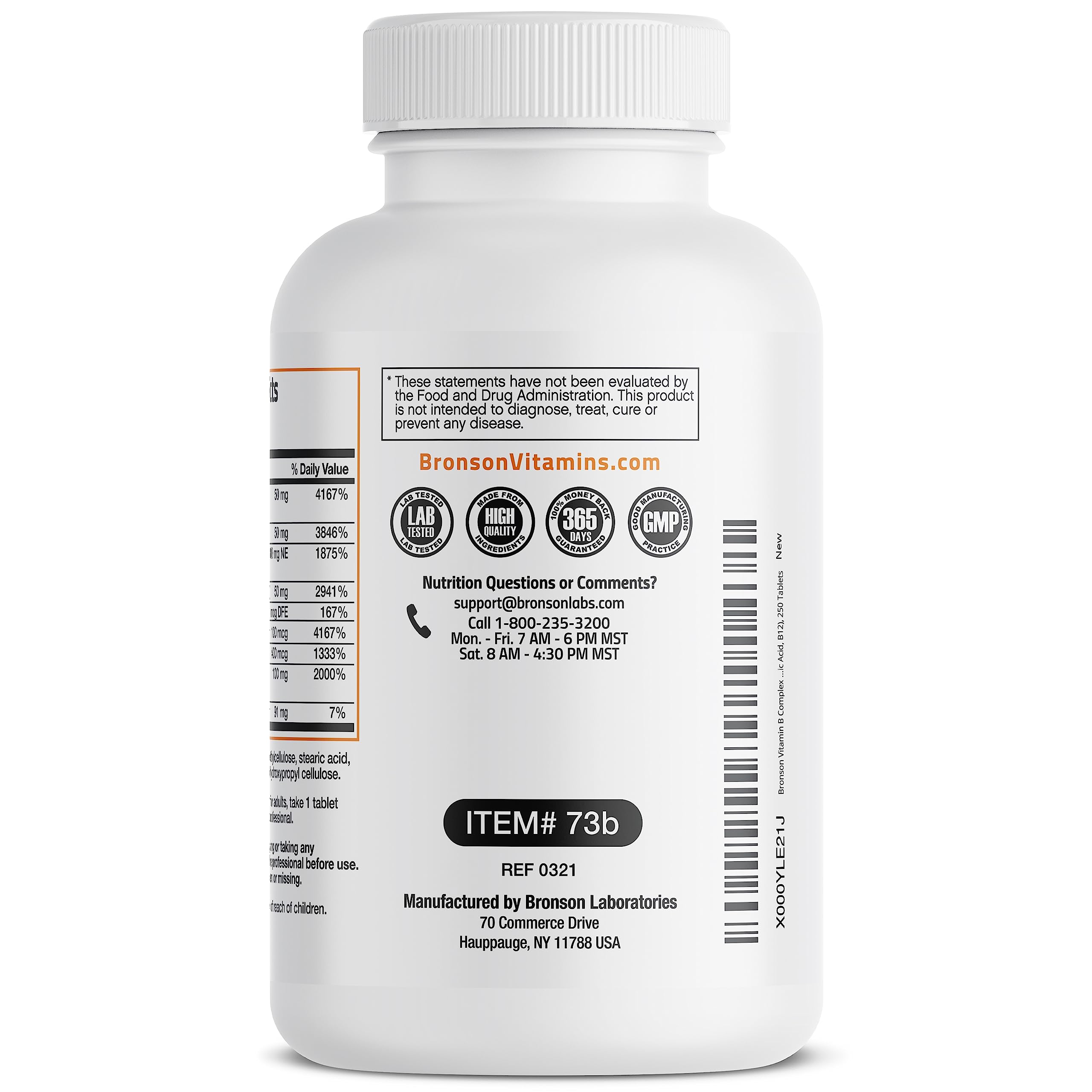 Bronson Super B Vitamin B Complex Sustained Slow Release Vitamin B1, B2, B3, B6, B9 Bronson uk supplements