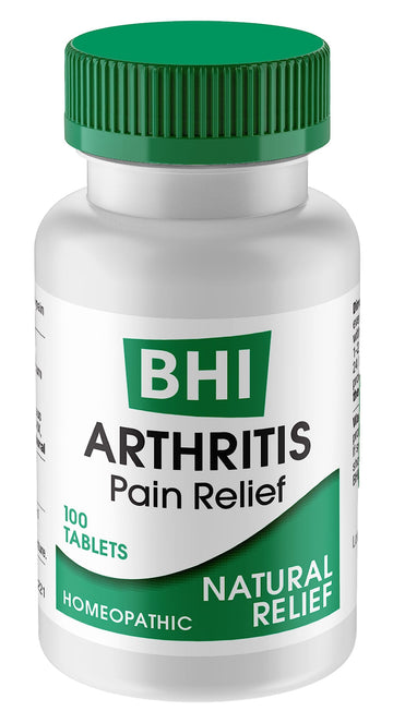 BHI Arthritis Pain Relief Daily Joint Health Support Arnica + 13 Natural Actives Homeopathic Plant & Mineral Blend Helps Relieve Minor Pain & Stiffness in Joints for Women & Men - 100 Tablets MediNatura uk supplements
