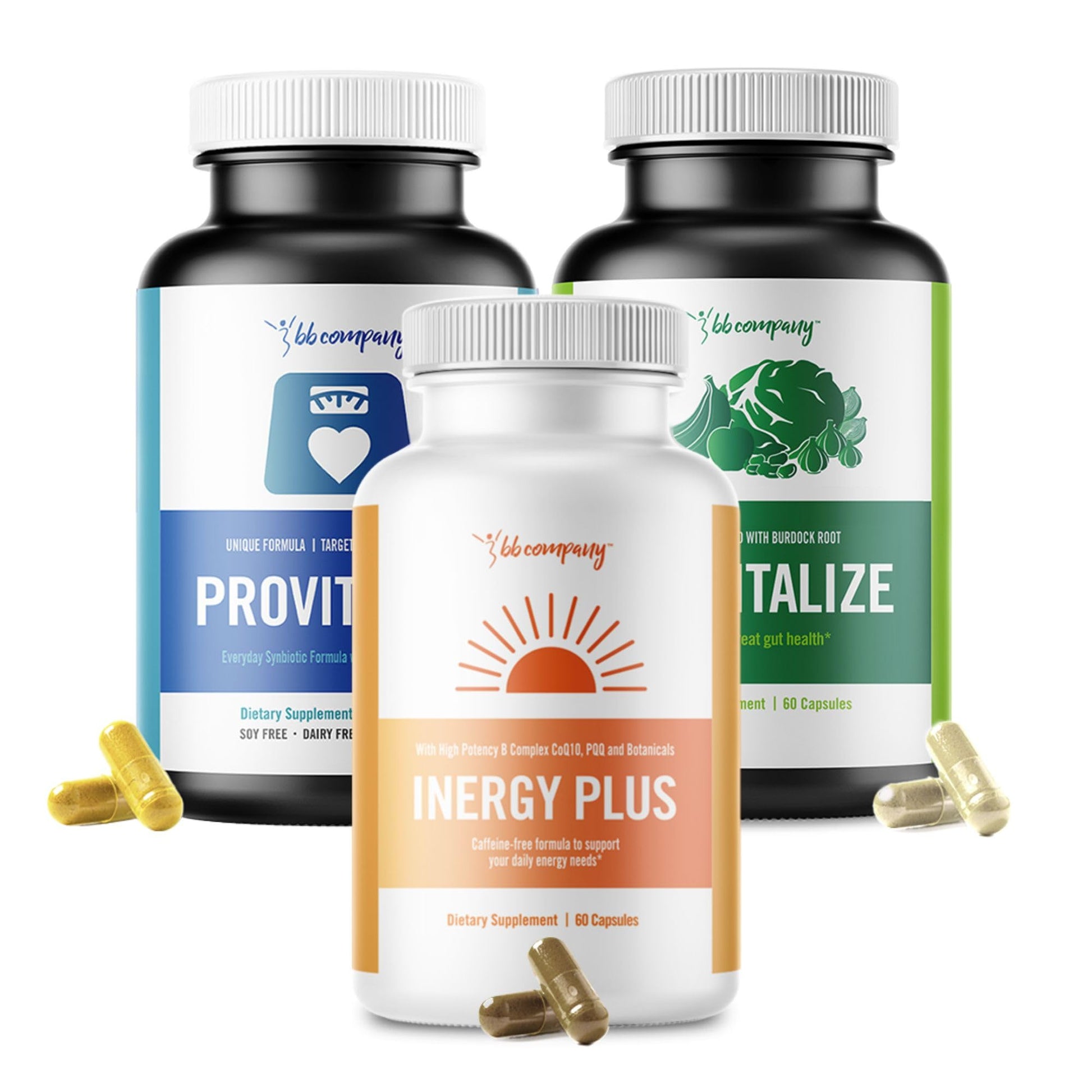 BB Company Menokit Bundle | Menopause Vitamins - Soothes Joint Aches, Boosts Energy, Mental Clarity, Gut Health | Provitalize, Previtalize & inergyPLUS | Value Bundle | Packaging Vary | 30 Day Supply BB Company uk supplements