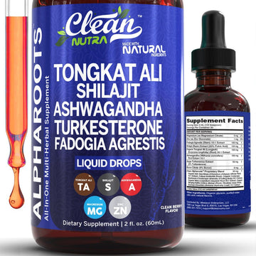 Tongkat Ali Liquid Drops Shilajit, Ashwagandha, Turkesterone, Fadogia Agrestis, Magnesium, Irish Sea Moss, and Zinc Herbal Supplement by Clean Nutra Clean Nutraceuticals uk supplements