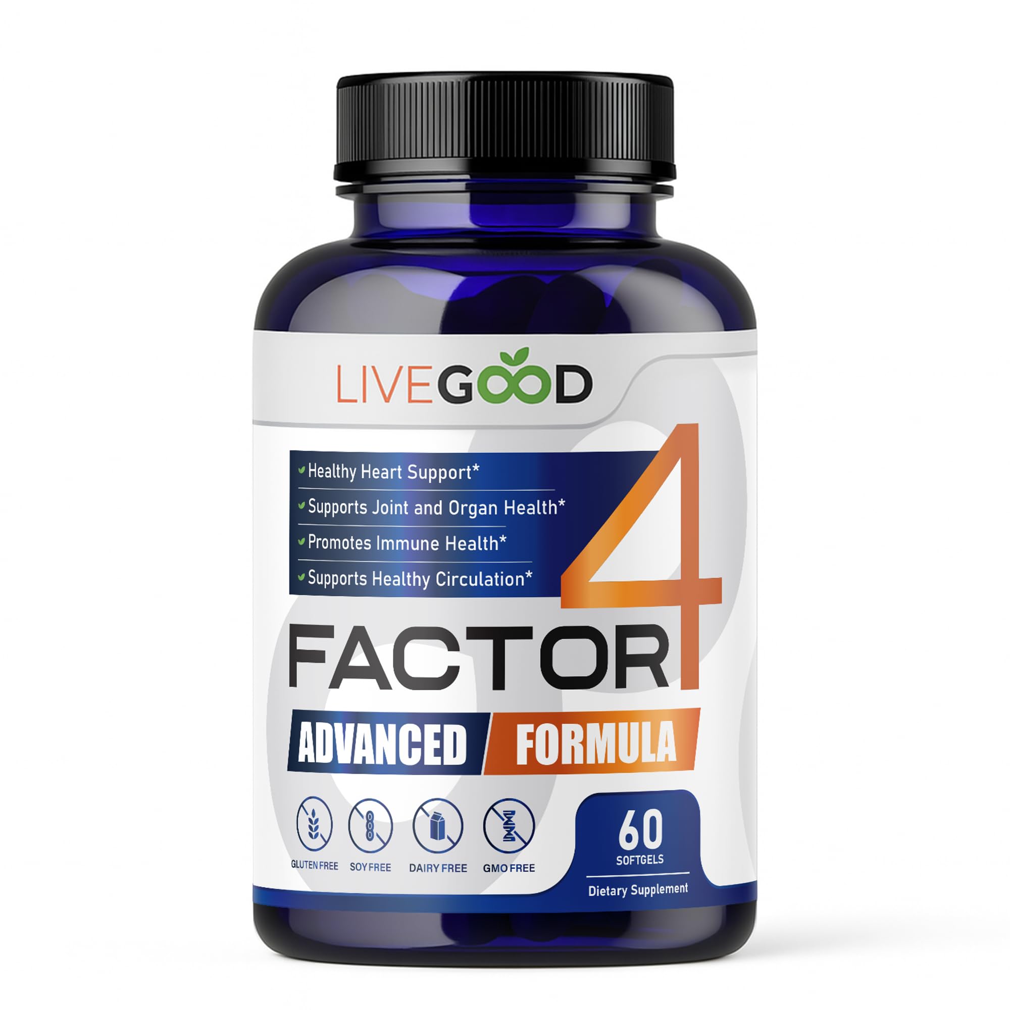 LIVEGOOD™ Factor 4, Omega 3 Fish Oil with EPA & DHA, CoQ10, and Turmeric, Advanced Q10 Coenzyme & CoQ10 Supplements, DHA Supplements for Heart, Joint & Immune Support, Made in USA, 60 Count, LIVEGOOD uk supplements