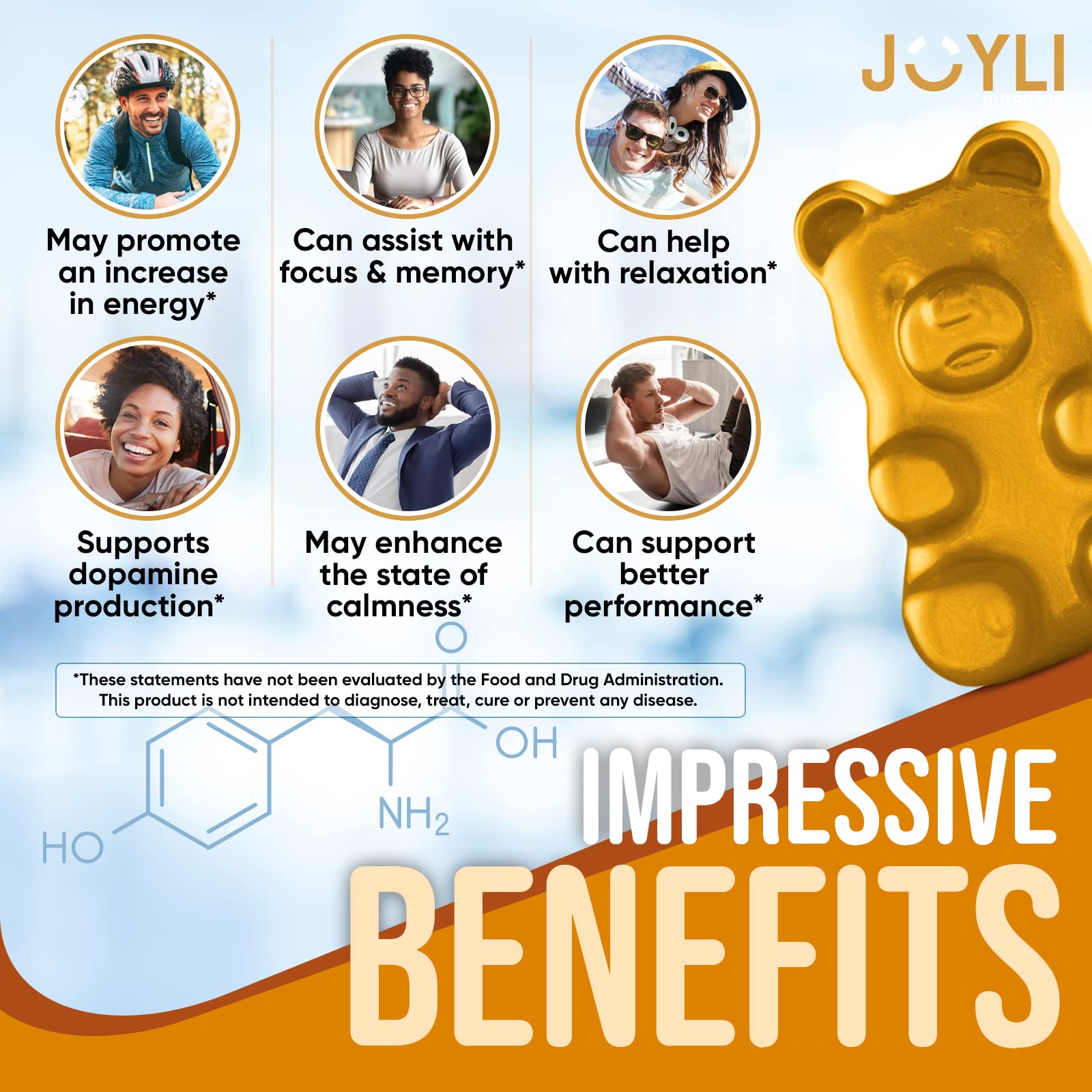 Joyli L Tyrosine Gummies 1000MG - L-Tyrosine Supplement for Kids & Adults JOYLI Nutrition uk supplements