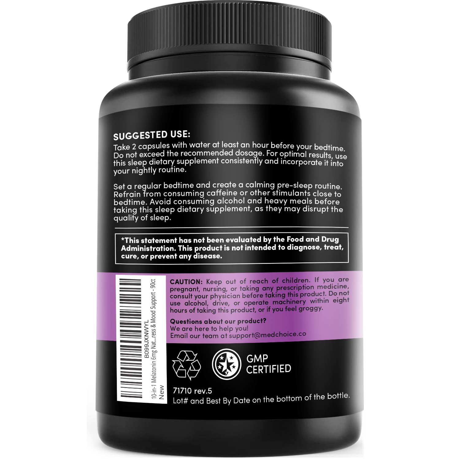 10-in-1 Melatonin Capsules - Melatonin 5mg Natural Sleep Aid for Adults MEDCHOICE uk supplements