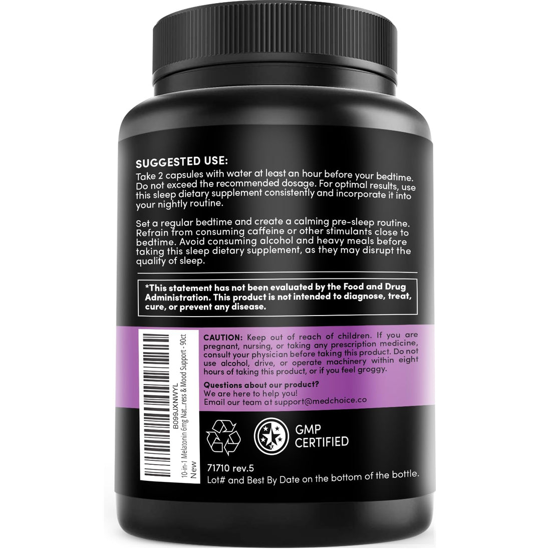 10-in-1 Melatonin Capsules - Melatonin 5mg Natural Sleep Aid for Adults MEDCHOICE uk supplements