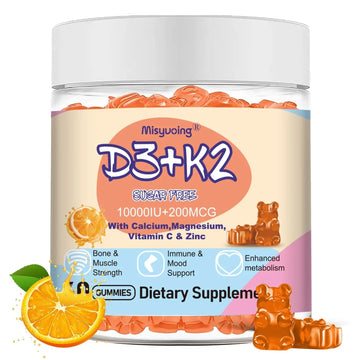 Misyvoing Vitamin D3 K2 Sugar-Free Gummies,Vitamin D3 10000 IU with K2 200mcg,VitaminC,Calcium,Magnesium,Zinc,Support for Bones Misyvoing uk supplements
