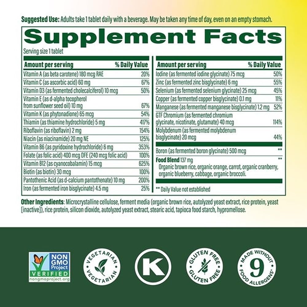MegaFood One Daily Multivitamin for Women and Men, Immune Support Supplement with Real Food, Vitamin C & Vitamin B, Bone Health, Cellular Energy Metabolism, Vegetarian, Non-GMO, 90 Tablets MegaFood uk supplements