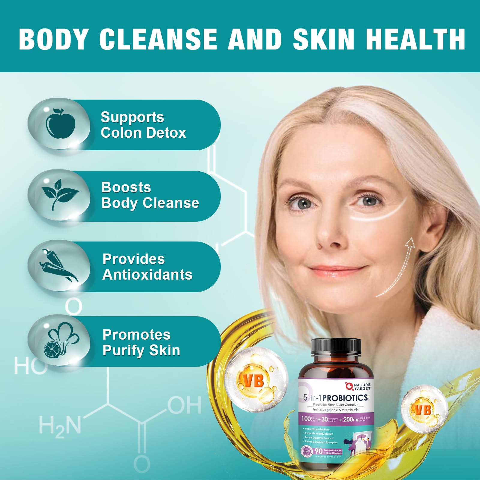 Probiotics for Women-Men-Kids Digestive Health, Prebiotics and Probiotics for Women NATURE TARGET uk supplements
