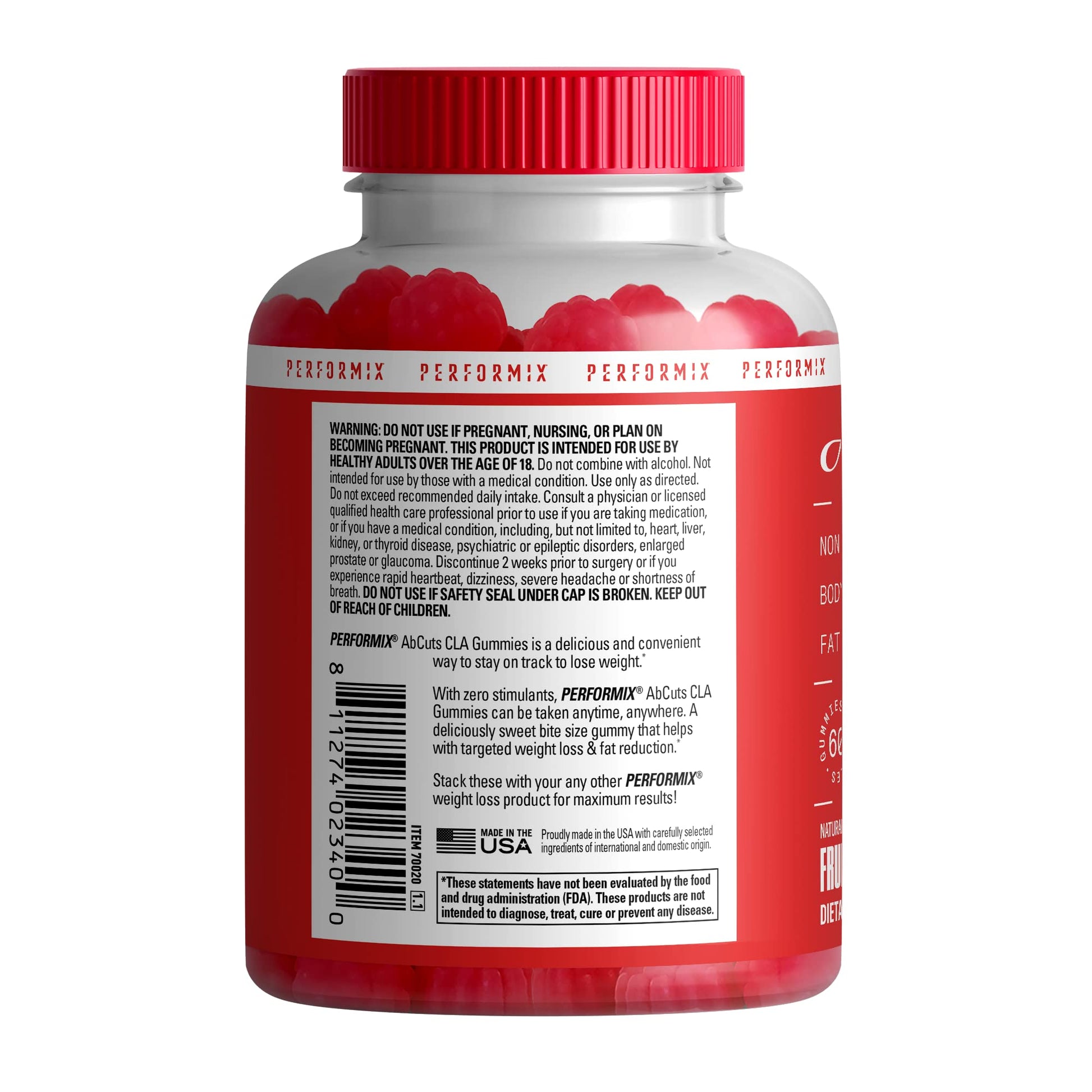 PERFORMIX AbCuts CLA Gummies - 60 Gummies, Fruit Punch - Non-Stimulant PERFORMIX uk supplements