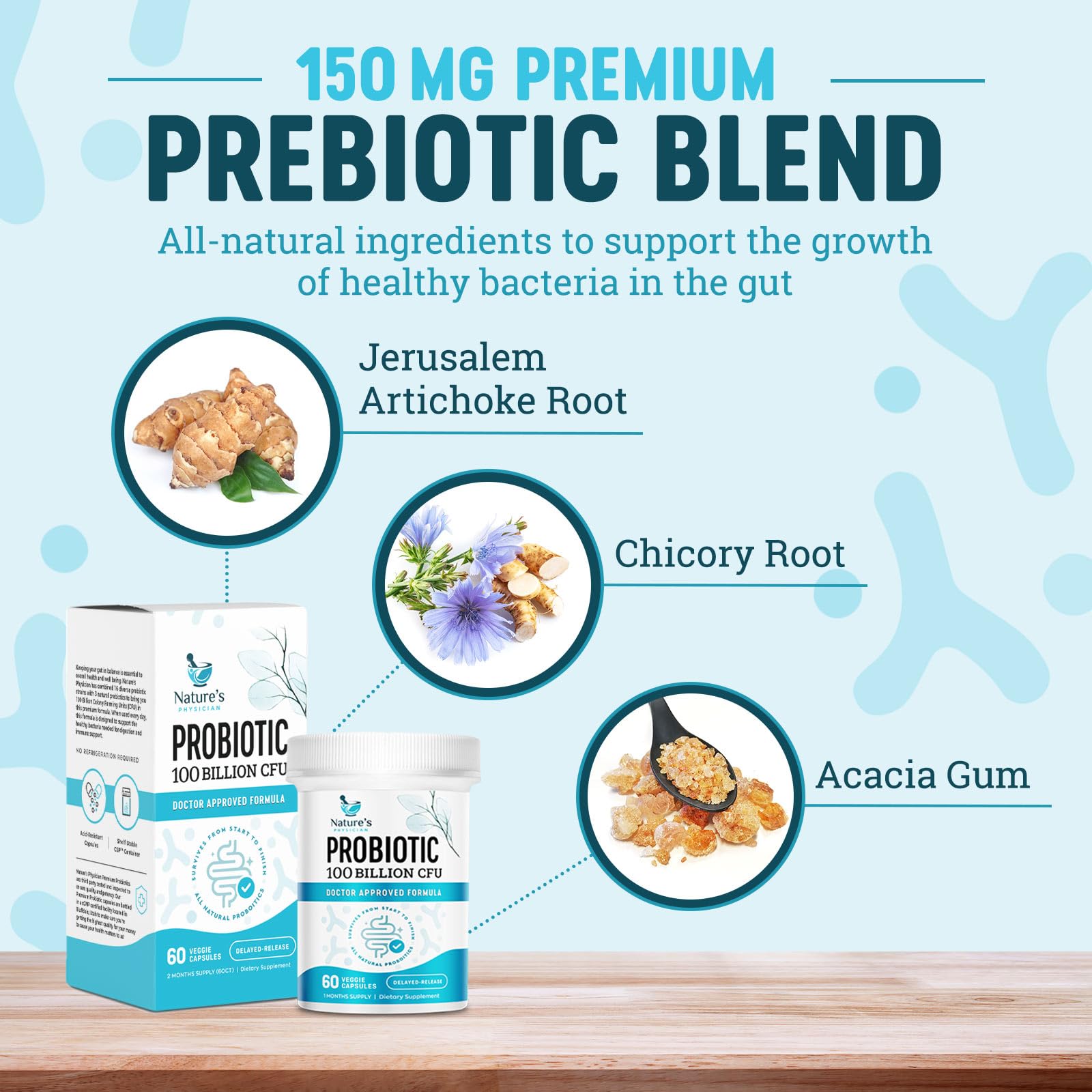 Nature's Physician Probiotics - 100 Billion CFU - 16 Strains + Prebiotics - Best Probiotic Supplement for Women & Men - Supports Immune, Digestive Health, Occasional Constipation & Gas - 60 Capsules Nature's Physician uk supplements