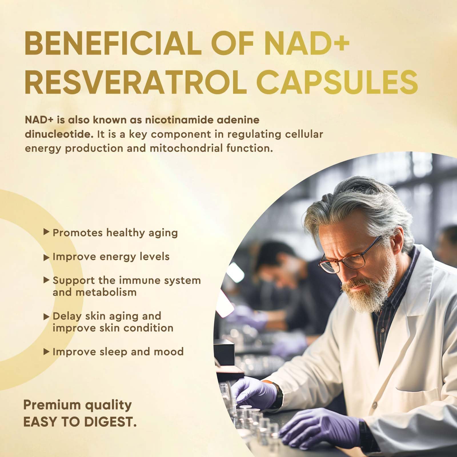 Life Nutrition NAD+ Supplement 1000 mg - 120 Capsules True NAD+ & Resveratrol, NMN Alternative Supports Anti-Aging, Cellular Energy & Repair, Metabolism & Brain Boost for Men & Women Life Nutrition uk supplements
