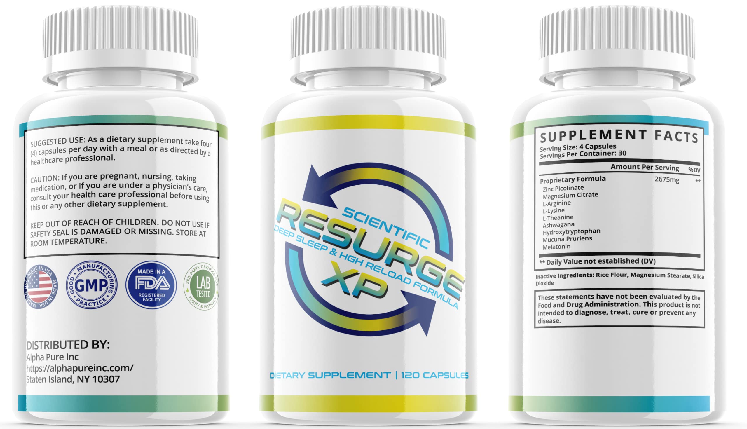 Alpha Pure Scientific Resurge XP Deep Sleep Support Formula 120 Capsules Alpha Pure uk supplements