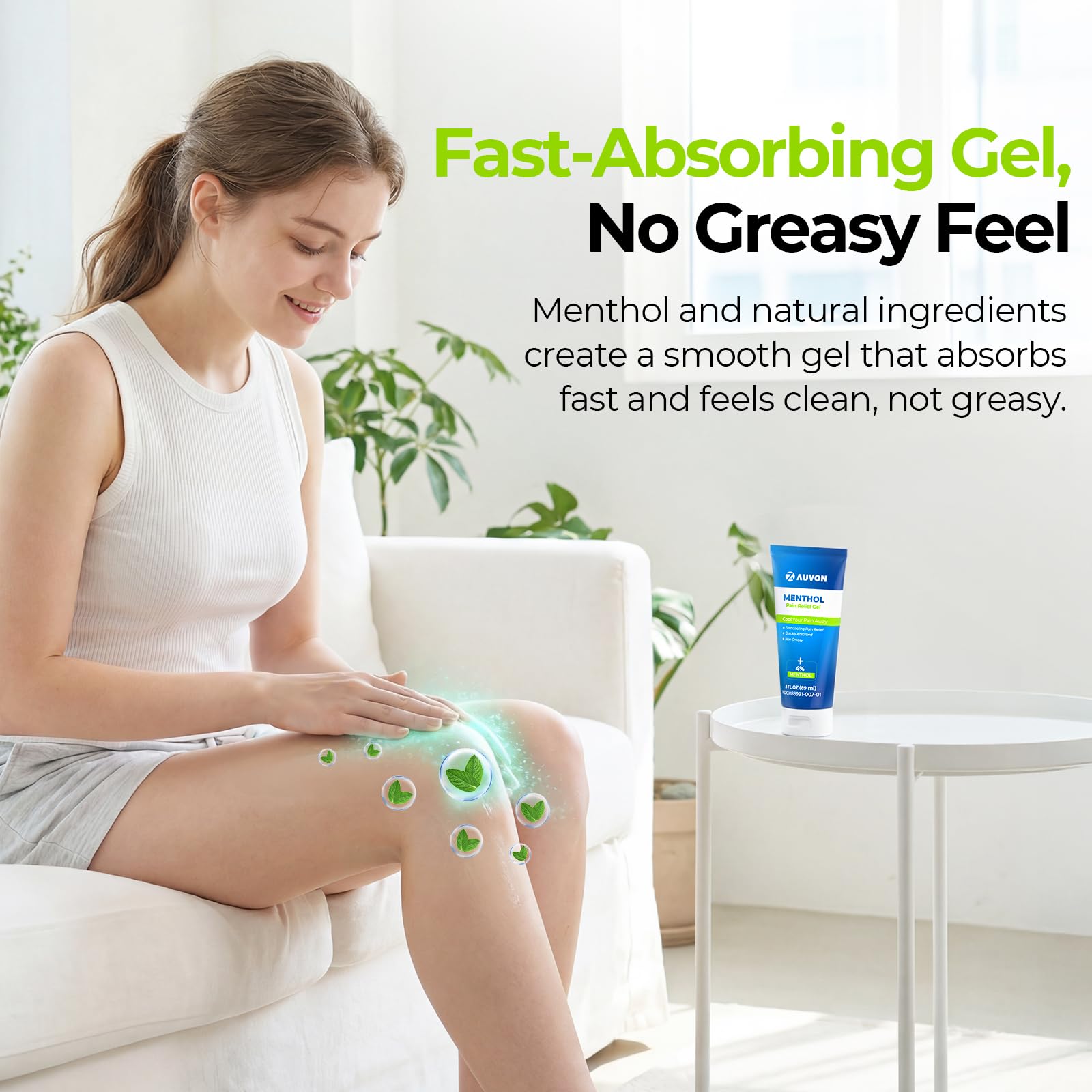 AUVON Menthol Pain Relief Gel for Chronic Joint & Back Pain, Arthritis Pain Reliever for Muscle Pain Relief, Fast-Acting Menthol Cooling Gel Soothes Knee, Hip, Shoulder, Neck Pain, 3 FL OZ Per Pack AUVON uk supplements