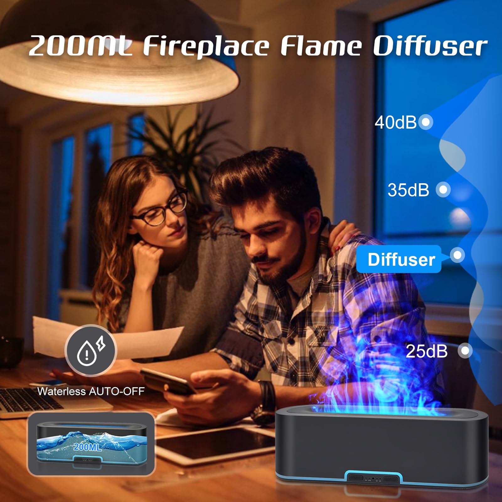 Jpord Flame Fire Essential Oil Diffuser,200ml Aromatherapy Diffuser,Fire Cool Mist Scent Diffuser Jpord uk supplements