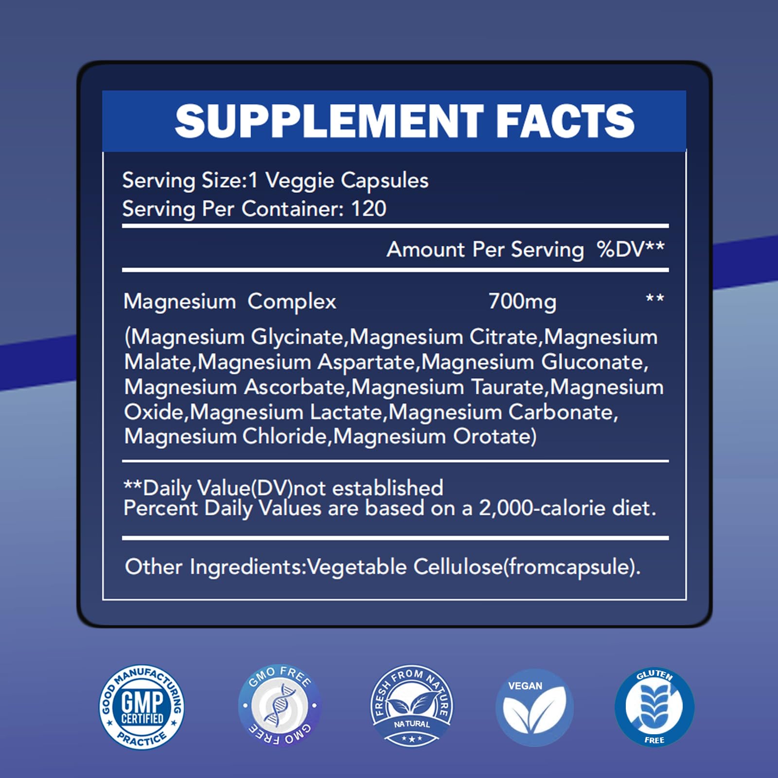 Magnesium Complex 700mg 12 in 1 Magnesium Supplement with Glycinate, Citrate, Malate | Sleep, Calm, Muscle Relaxation, Heart Health Support | Vegan 120 Capsules WINYEL uk supplements