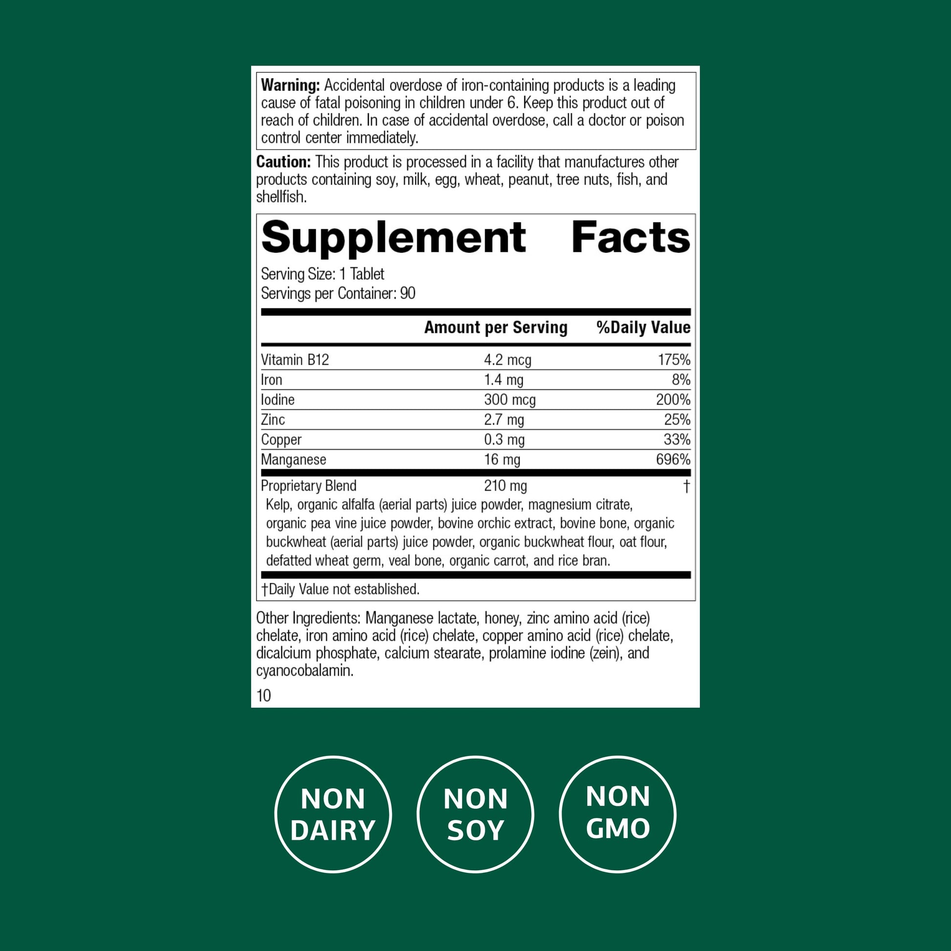 Standard Process Trace Minerals-B12 - Thyroid & Cell Functioning Support with Iodine, Zinc & Copper - Cartilage & Bone Health Aid - Non-Dairy & Non-Soy - 90 Tablets (90 Servings) Standard Process Inc. uk supplements