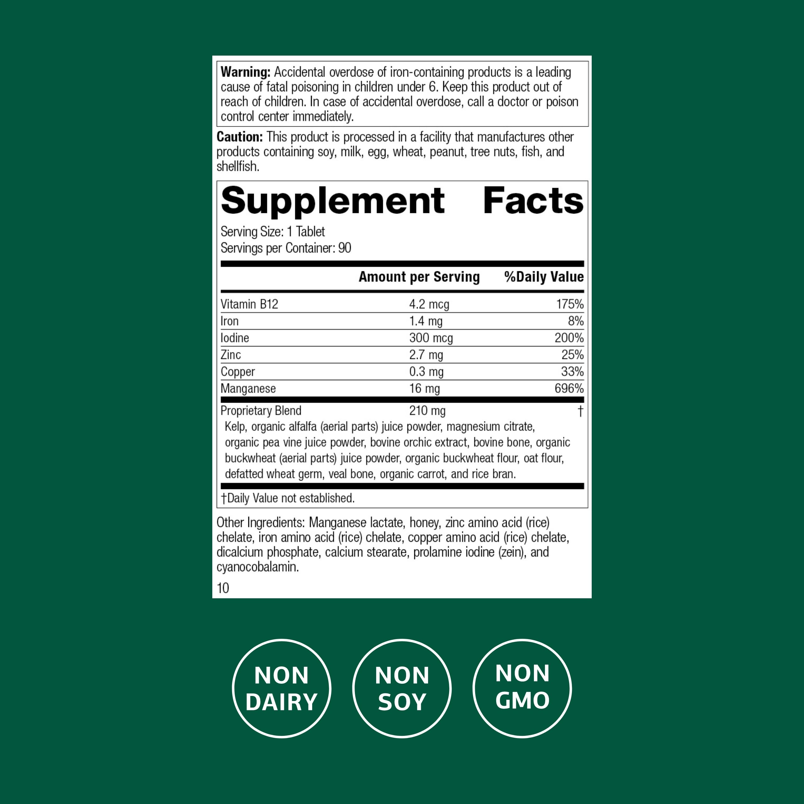 Standard Process Trace Minerals-B12 - Thyroid & Cell Functioning Support with Iodine, Zinc & Copper - Cartilage & Bone Health Aid - Non-Dairy & Non-Soy - 90 Tablets (90 Servings) Standard Process Inc. uk supplements